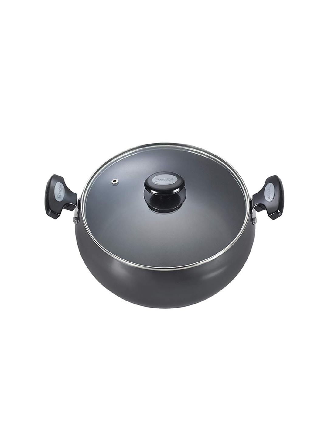 Prestige Hard Anodised Plus Black Gas & Induction Compatible Sauce Pan With Glass Lid 5.7L