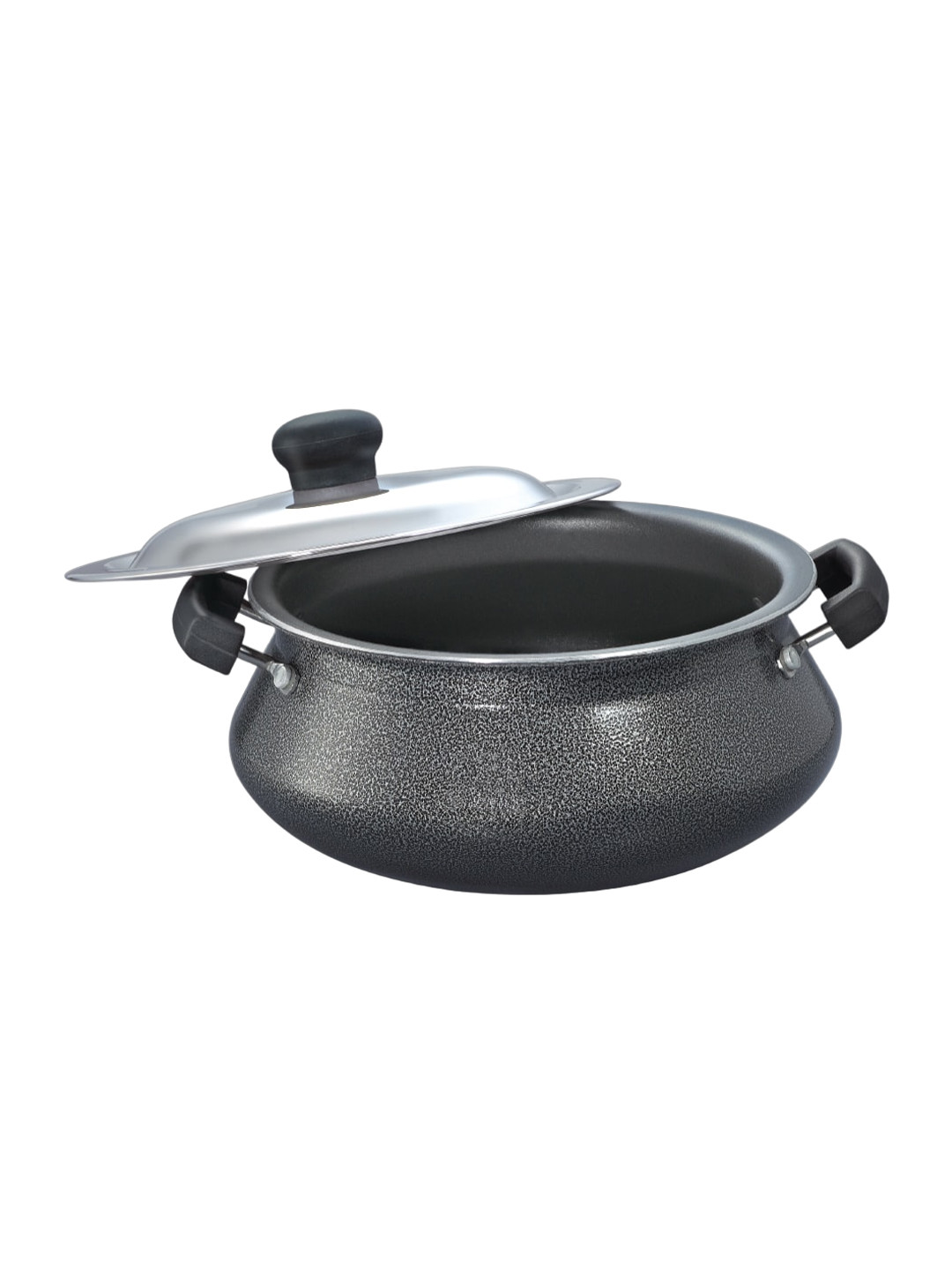 Prestige Omega Select Plus Black Teflon Non-Stick Coated Kadhai With Lid and Scrubber-1L