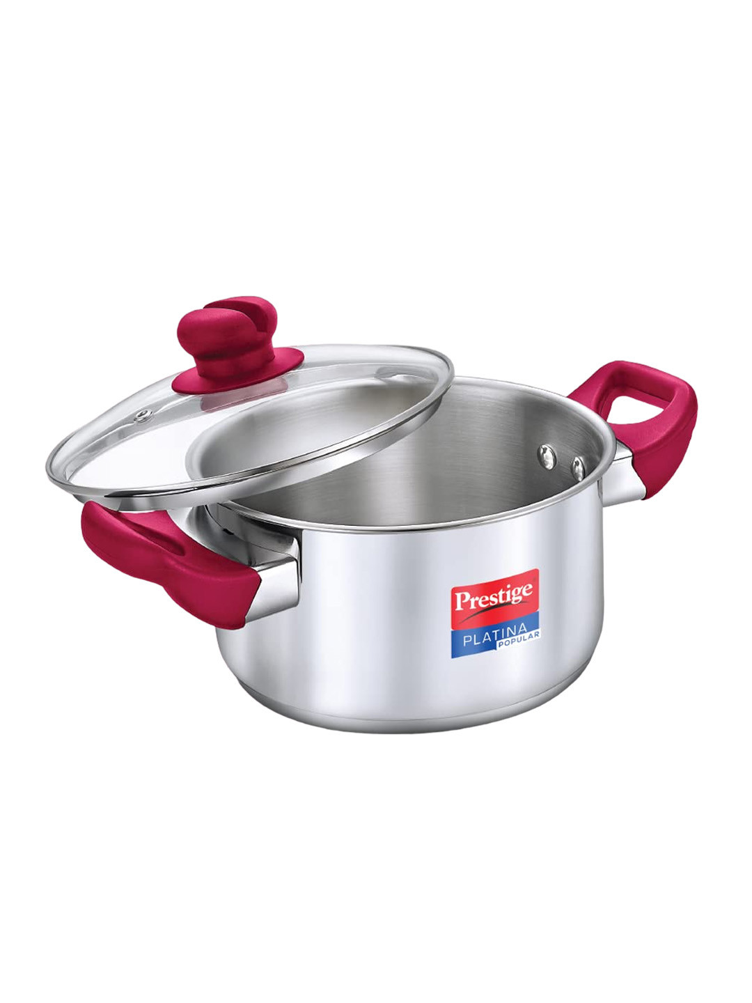 Prestige Platina Popular Silver Toned Stainless Steel Casserole With Lid 7.25L