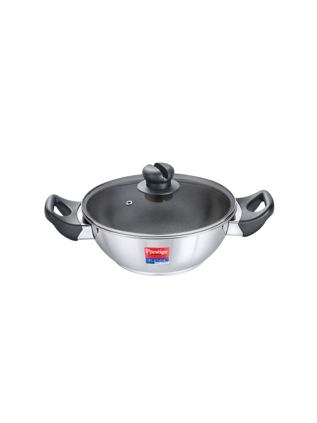 Prestige Platina Silver Toned Non-Stick Kadai With Lid - 2.8L