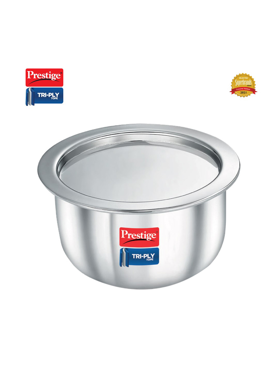 Prestige Tri-Ply Silver Toned Stainless Steel Tope With Lid 0.75L