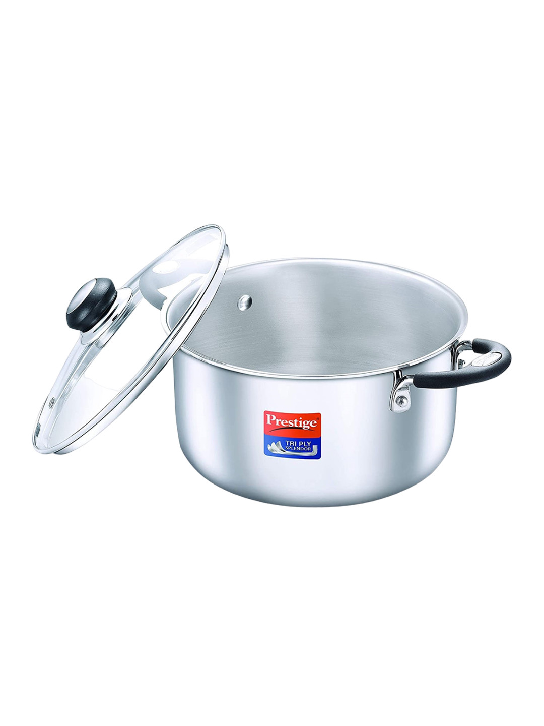 Prestige Tri Ply Splendor Silver Toned Gas & Induction Compatible Casserole With Lid-3.25L