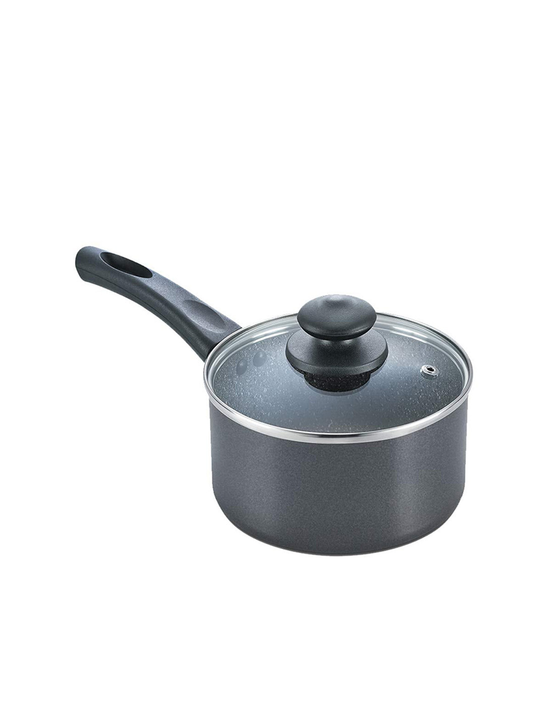 Prestige Omega Deluxe Granite Black Non-Stick Induction Base Milk Pan With Glass Lid-1.5L