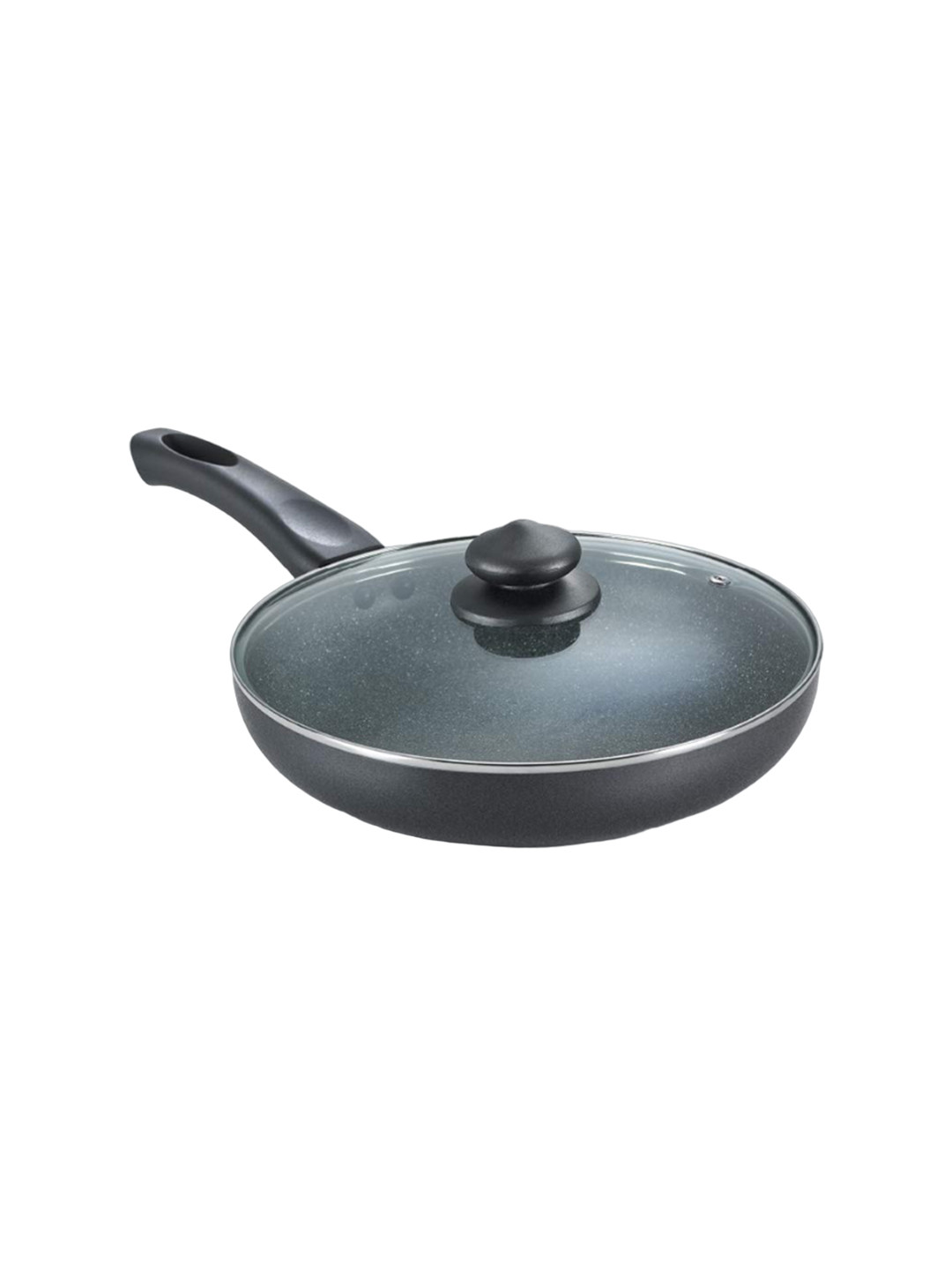 Prestige Omega Deluxe Granite Black Non-Stick Induction Base Frying Pan With Glass Lid-3L