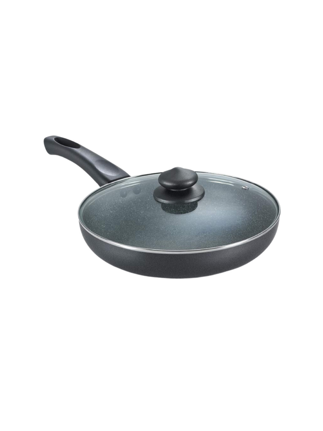 Prestige Omega Deluxe Black Non-Stick Induction Base Frying Pan With Glass Lid - 2.1 L