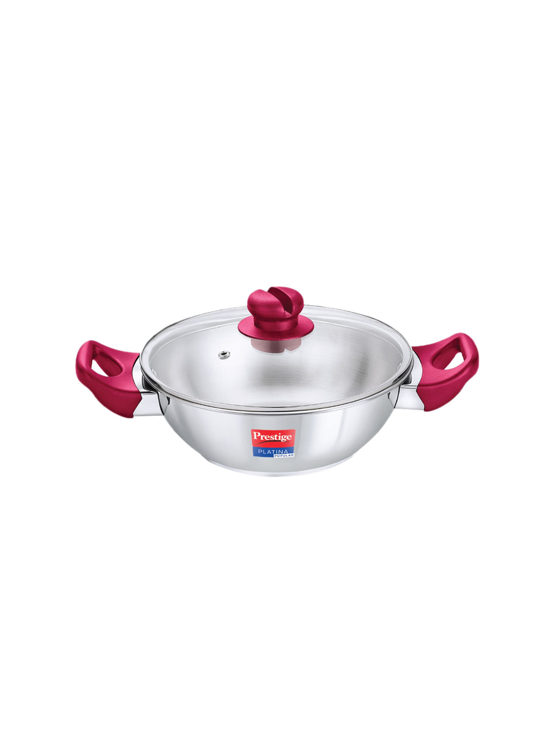 Prestige Platina Popular Stainless Steel  Kadai With Toughened Glass Lid