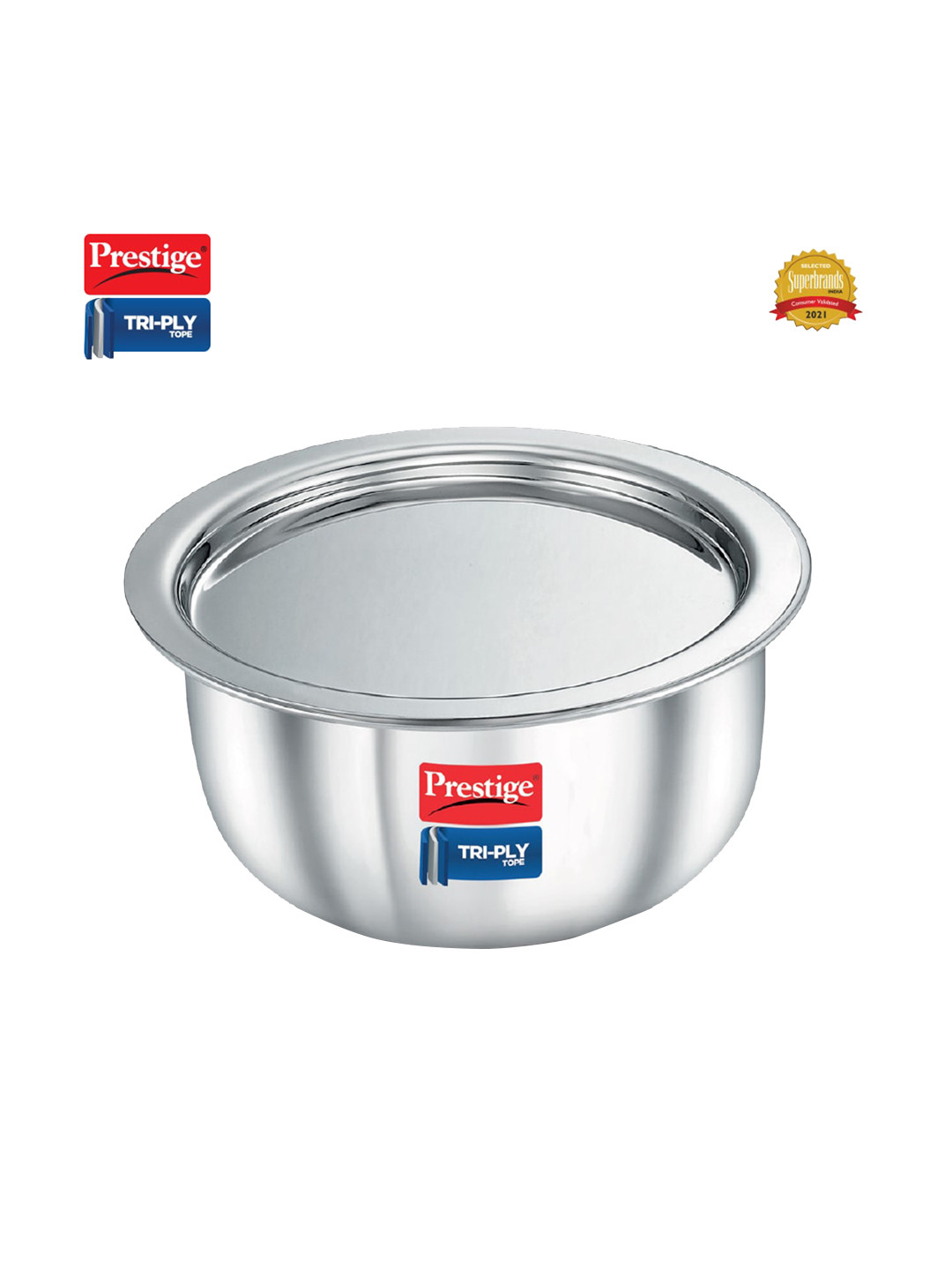 Prestige Tri-ply Silver Toned Stainless Steel Induction Base Tope with Lid-1.9 L