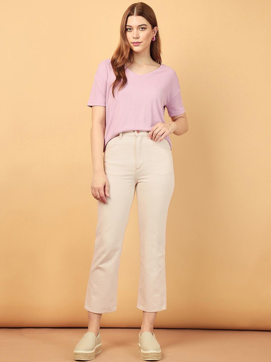 Wrangler Women Straight Fit High-Rise Cotton Trousers