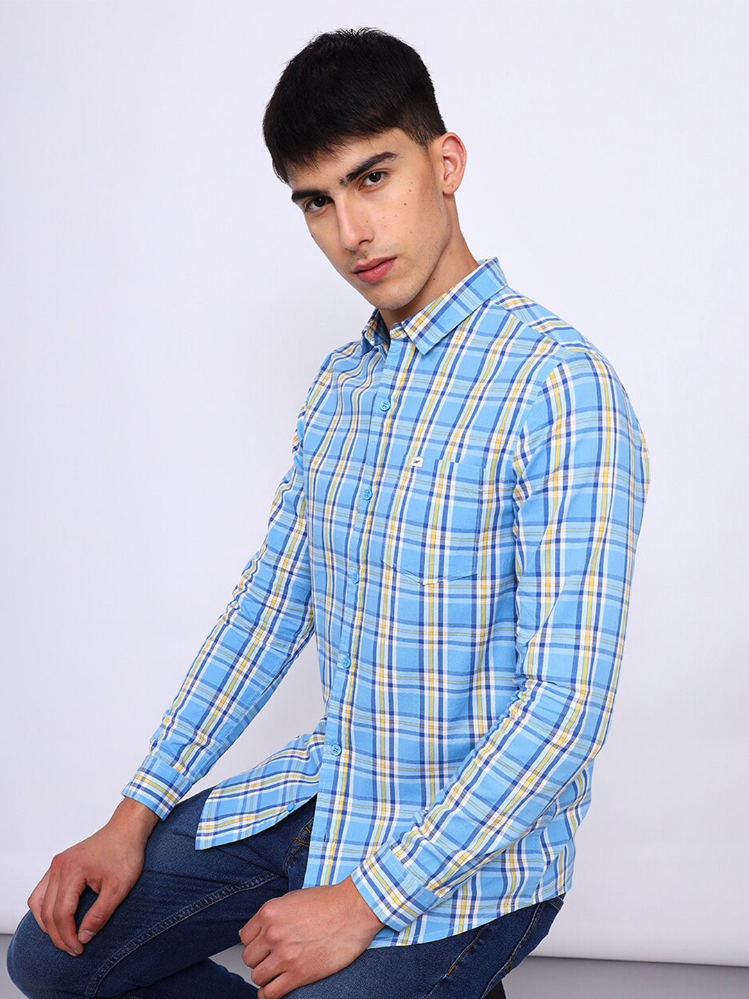 Lee Slim Fit Tartan Checks Oxford Pure Cotton Casual Shirt