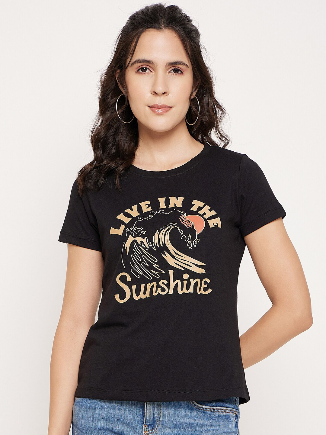 Mast & Harbour Typography Printed Pure Cotton T-shirt