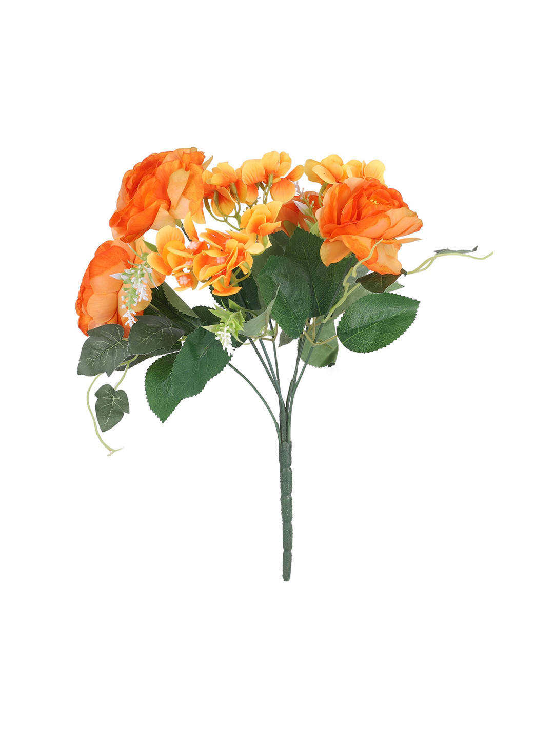 Kuber Industries Orange & Green Peony Artificial Flower
