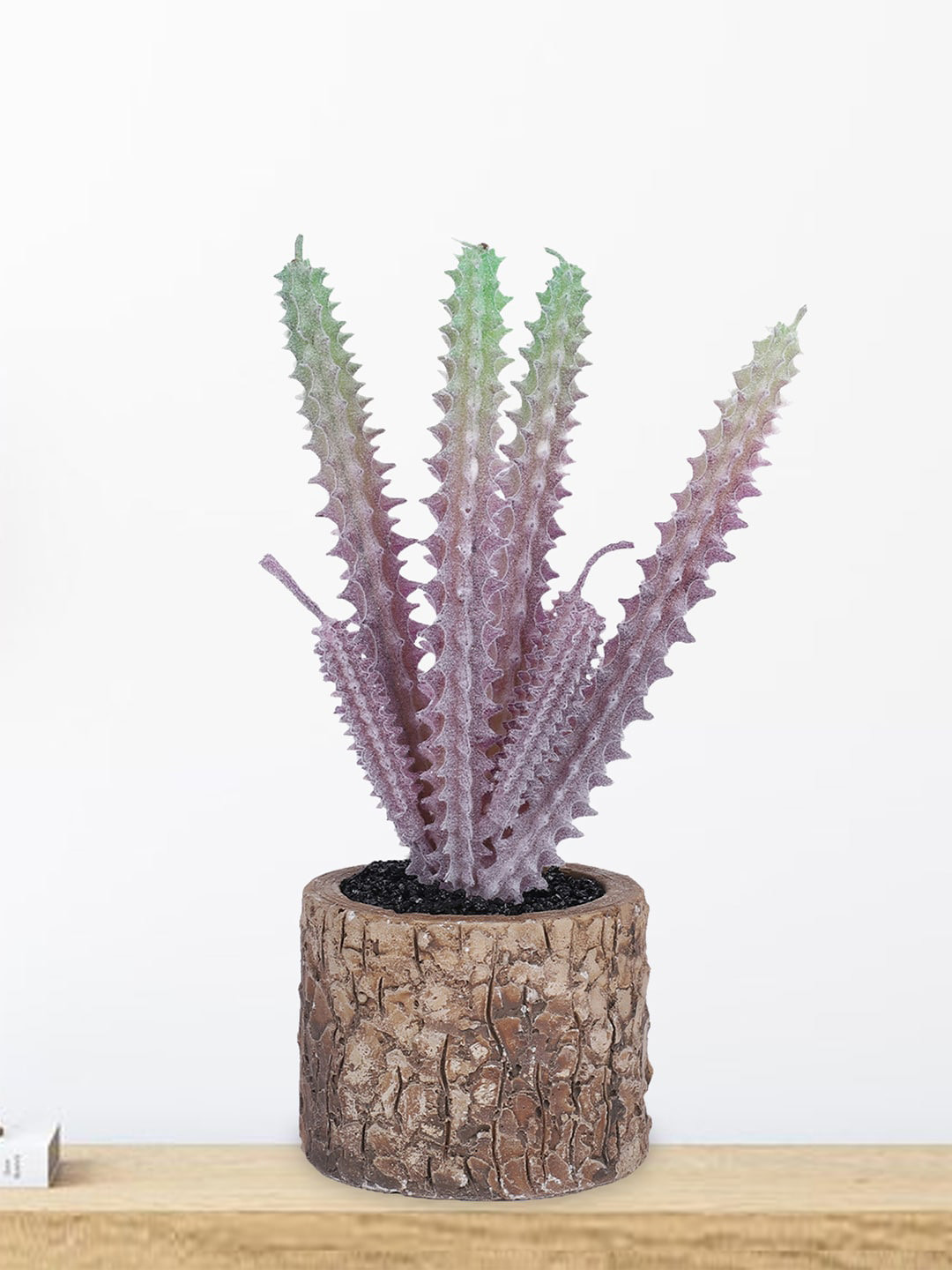 Kuber Industries Lavender & Brown Artificial Succulent Plant With Pot