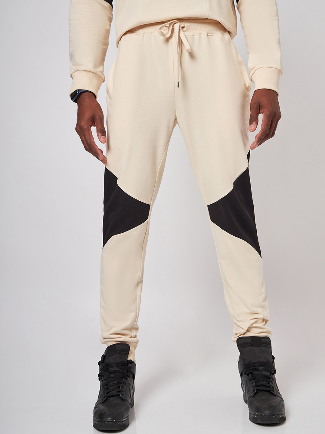 Cava Beirut Beige And Black Patchwork Joggers