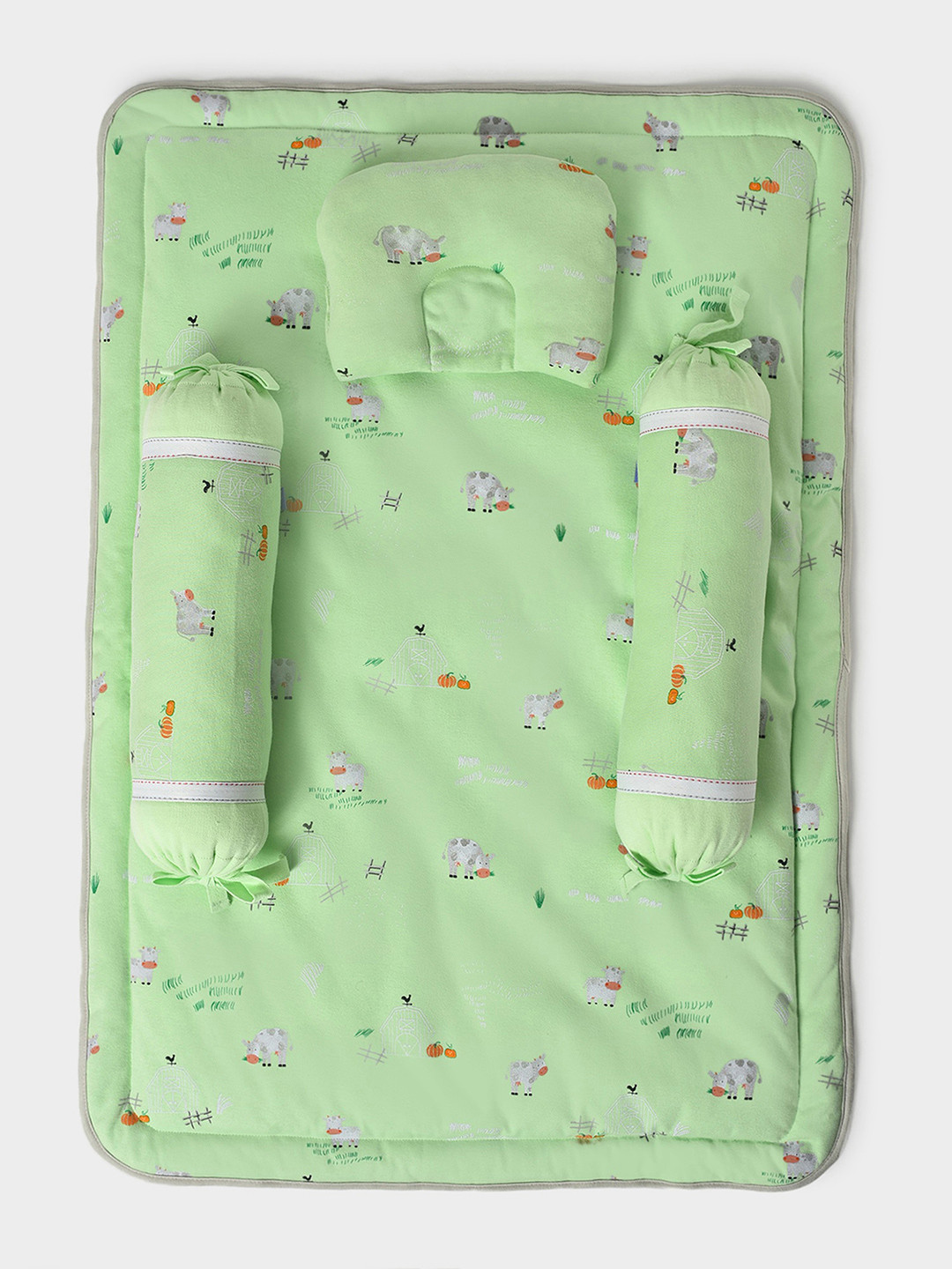 MiArcus TPU Laminated Baby Bed Set- Mattress 84x57cm, Pillow 23x17cm, 2 Bolster 36x7cm