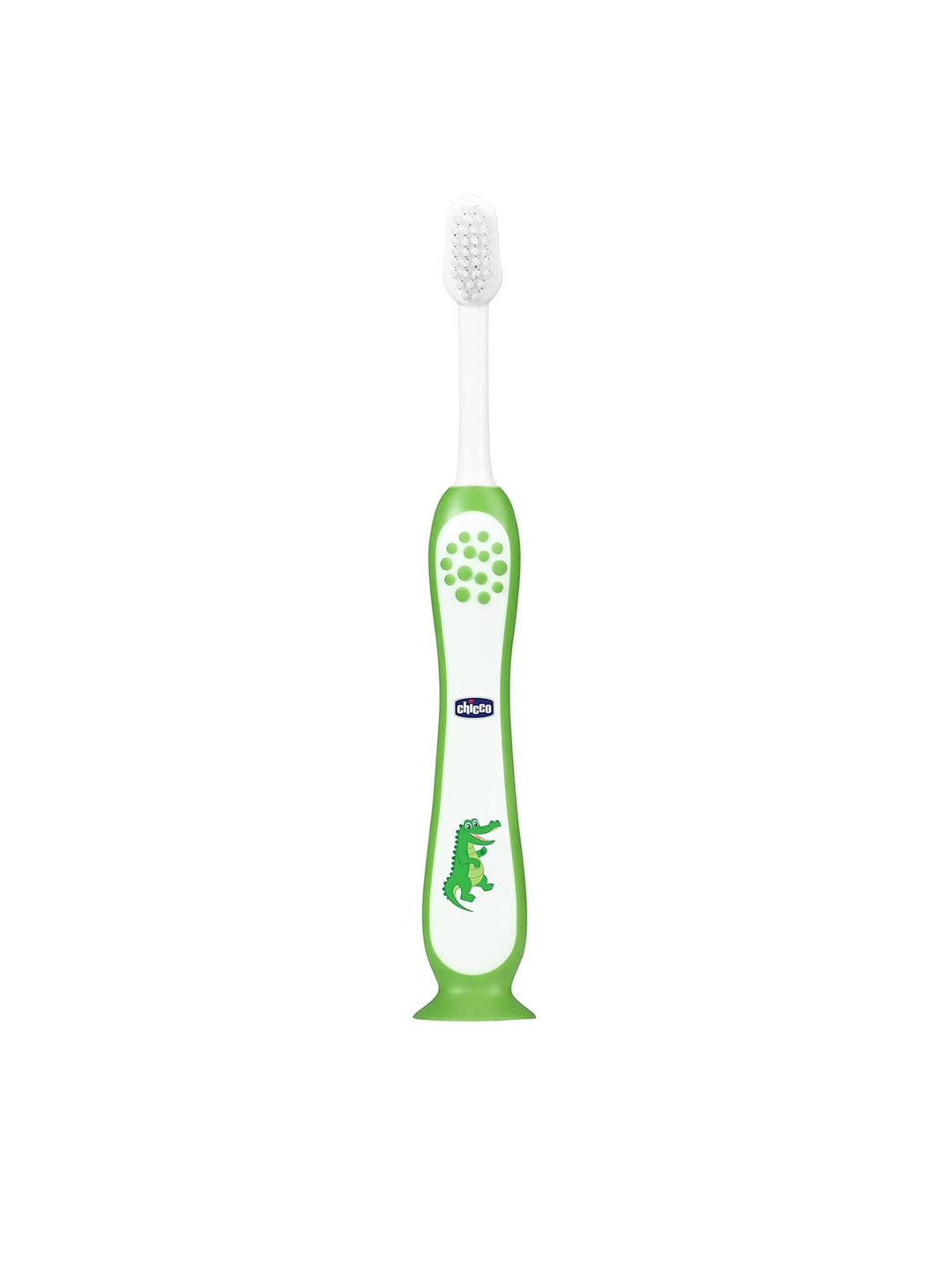 Chicco Kids Cartoon Printed Toothbrush with Head Cover - Green & White
