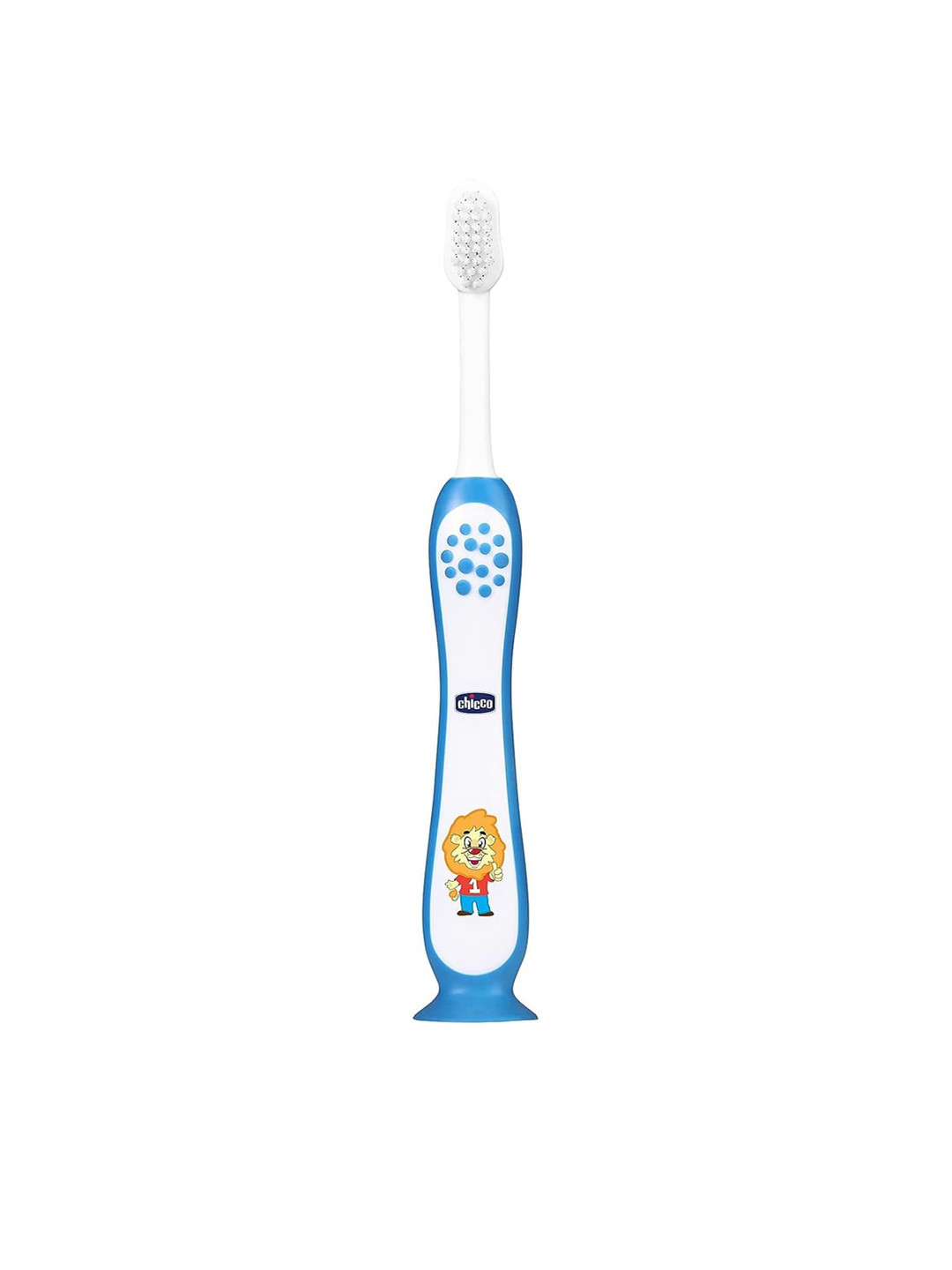 Chicco Kids Cartoon Printed Toothbrush with Head Cover - Blue & White