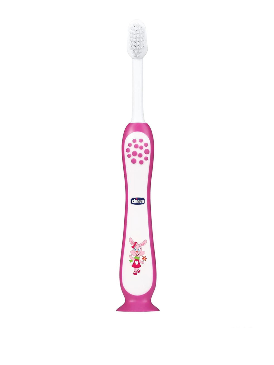 Chicco Kids Cartoon Printed Toothbrush with Head Cover - Pink & White