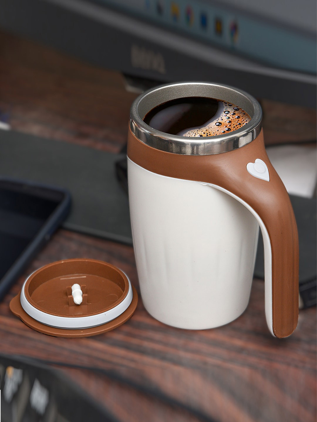 Kuber Industries Rachit Name Personalised Brown Stainless Steel Dishwasher Safe Cup-380ml