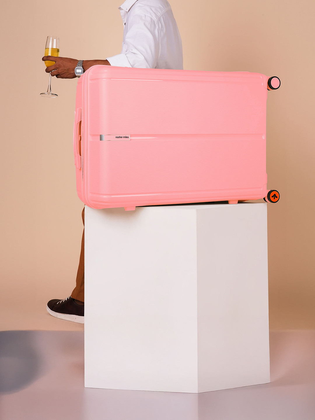 Nasher Miles The Line Polypropylene Large Pink Trolley Bag  - 28 inch (75cm)