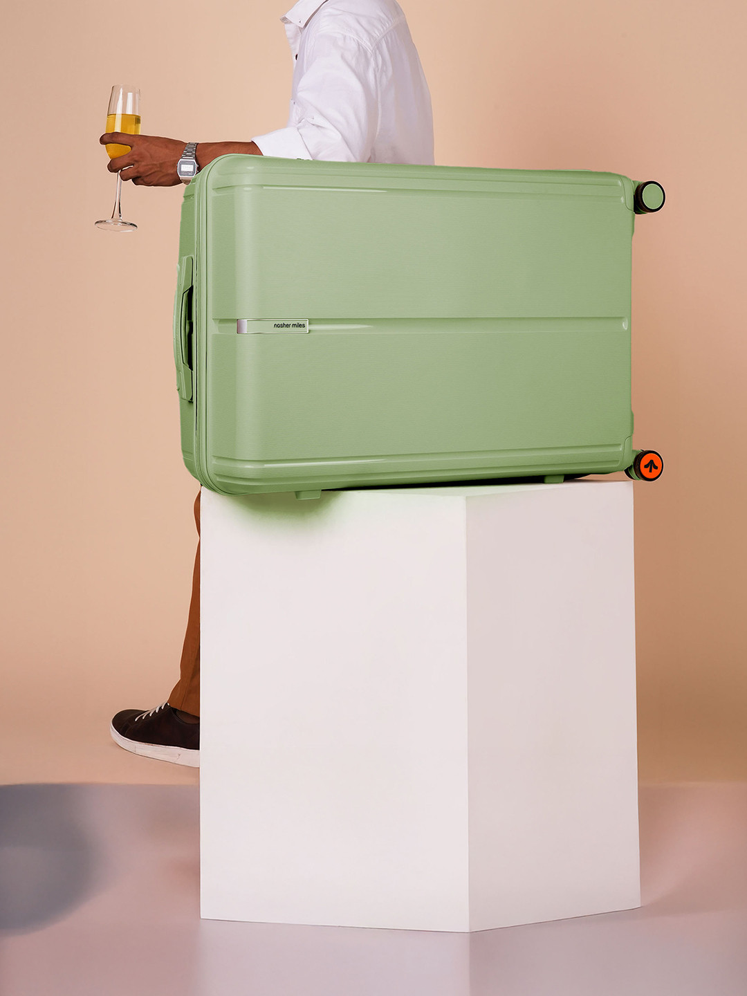 Nasher Miles The Line Polypropylene Large Green Trolley Bag  - 28 inch (75cm)