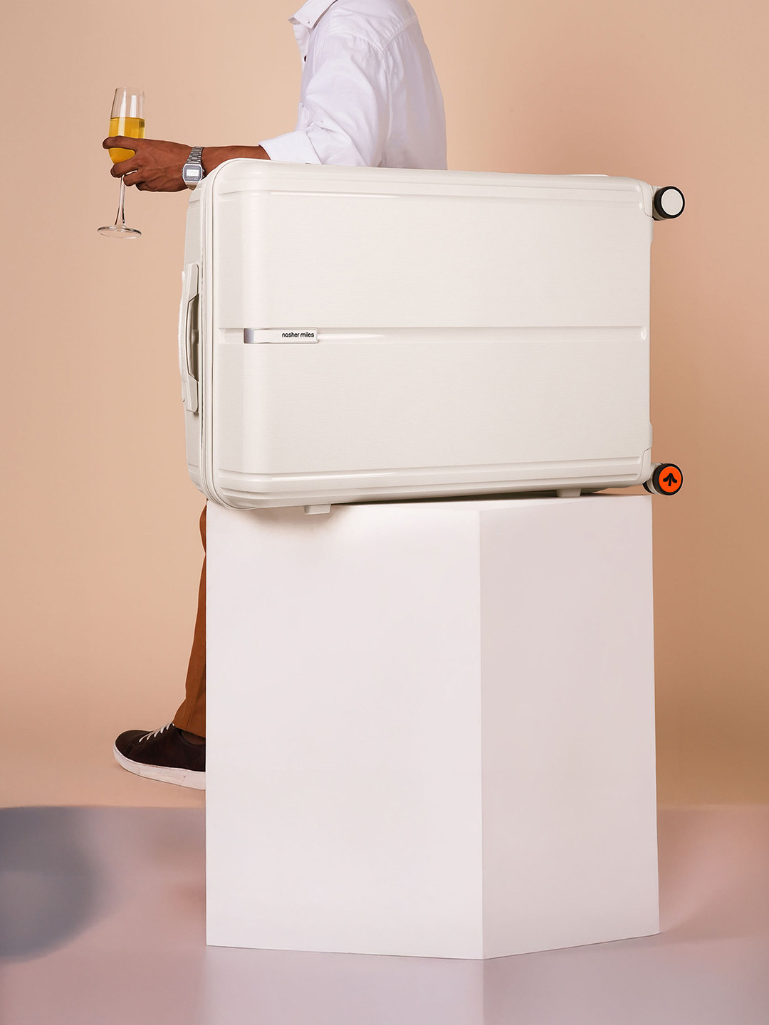 Nasher Miles The Line Polypropylene Large White Trolley Bag  - 28 inch (75cm)