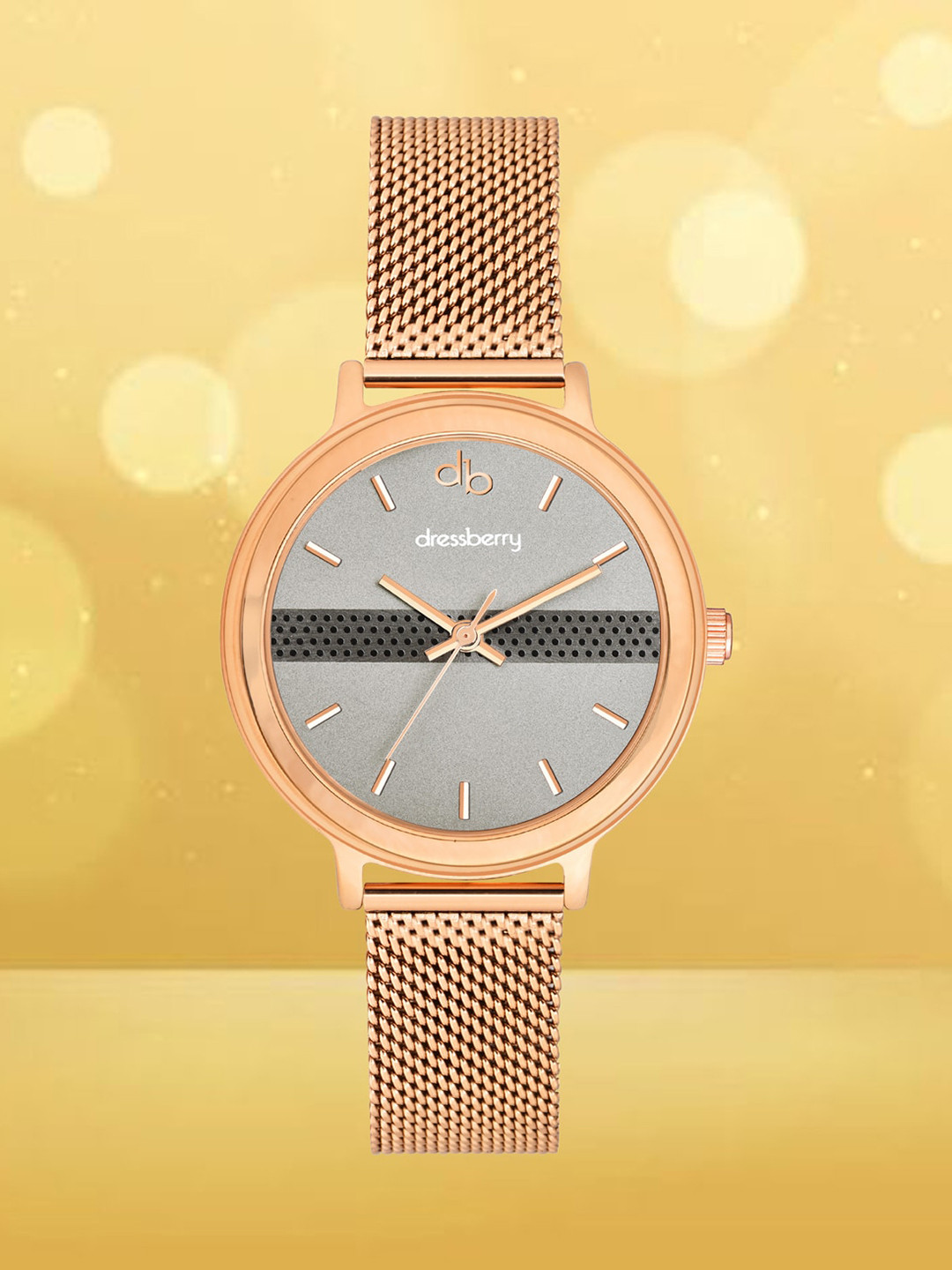 DressBerry Women Grey Dial Stainless Steel Straps Analogue Watch-DB-015-Grey