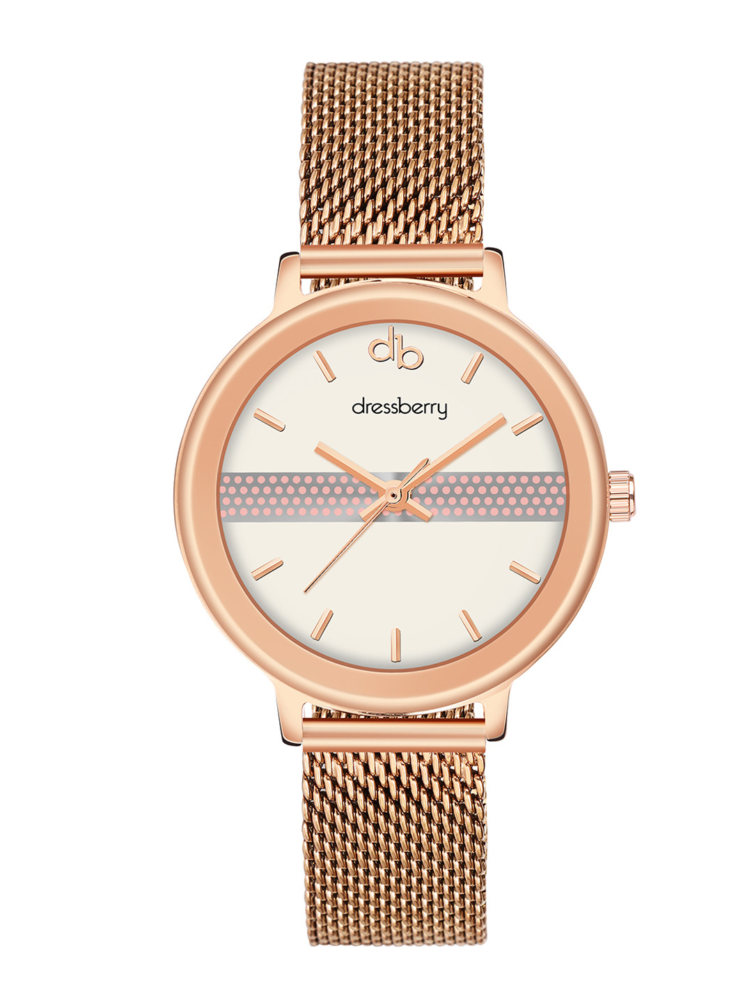 DressBerry Women White Dial Stainless Steel Straps Analogue Watch-DB-015-White