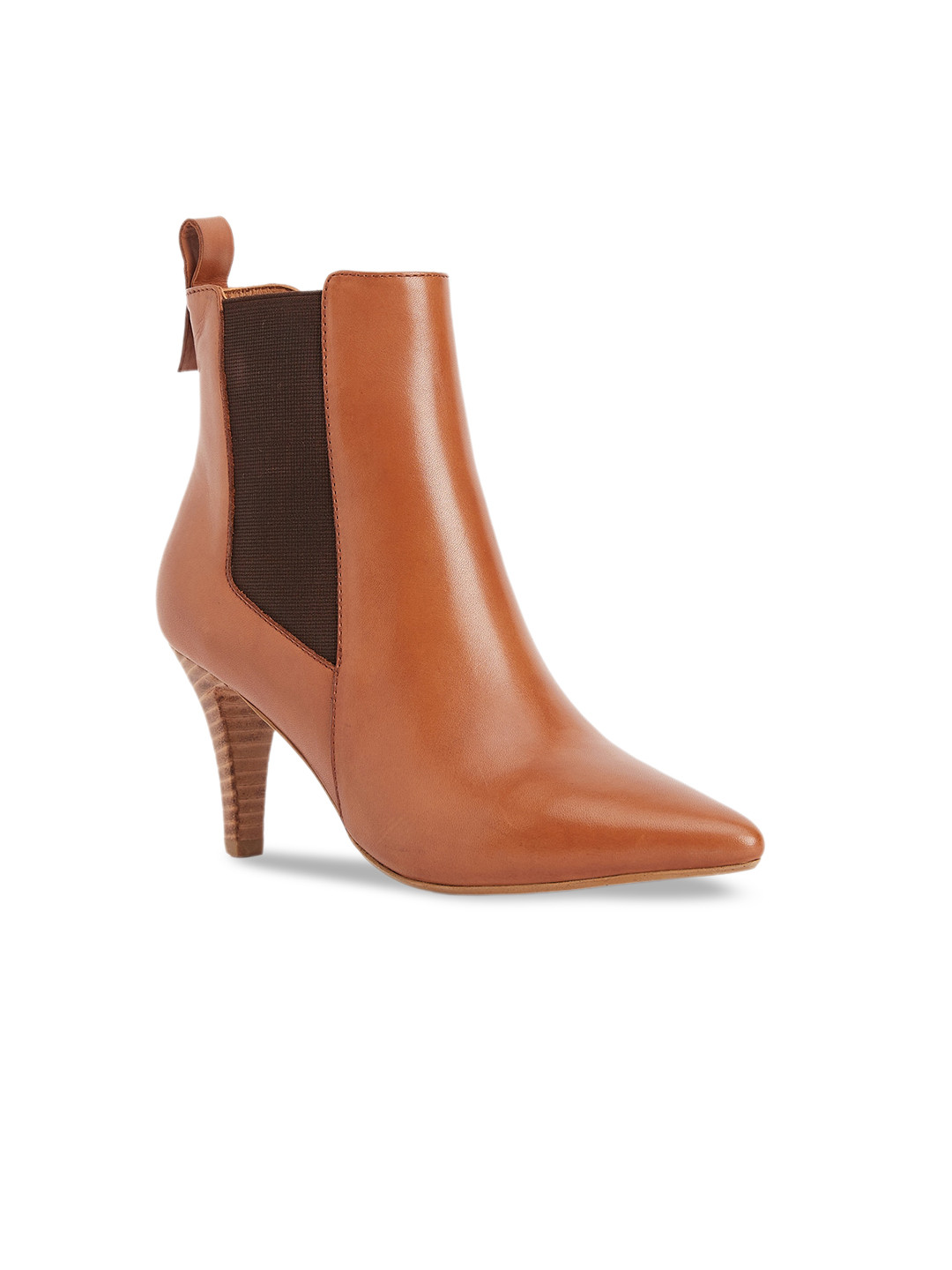 Peach Flores Women Sutton Leather Stiletto Zip-Up Ankle Boots
