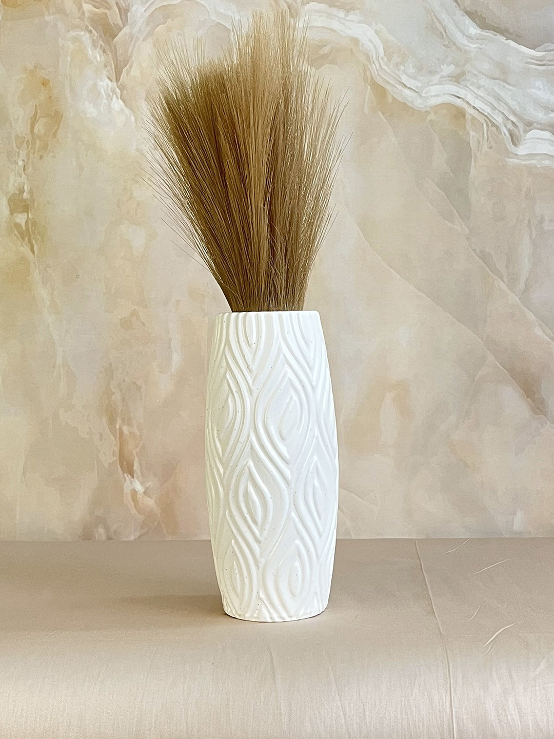 Akaar 2 Pcs Beige Artificial Pampas Grass With Pot