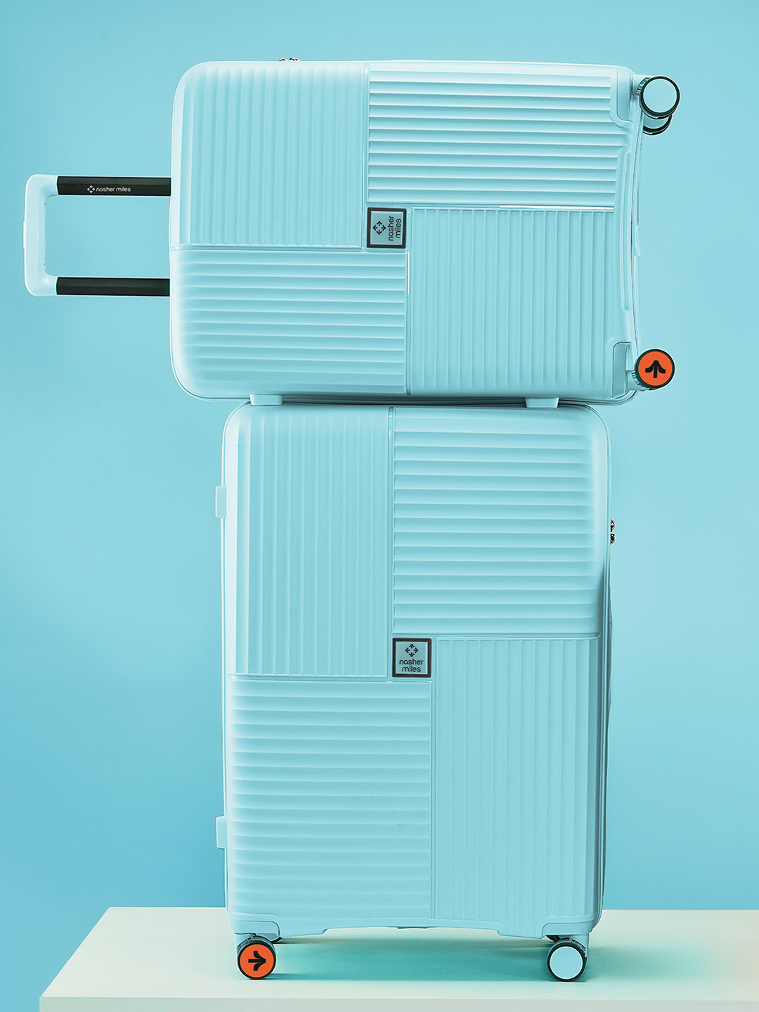 Nasher Miles Singapore Hard-Side Polypropylene Set of 2 M/L LightBlue Trolley Bags 65-75cm