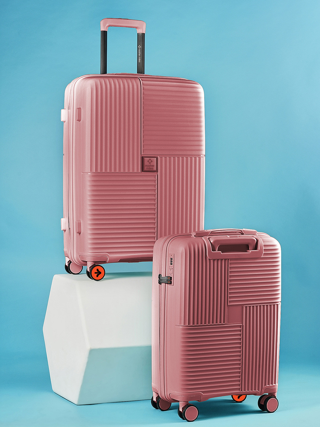 Nasher Miles Set of 2 Rosegold Singapore Hardside Luggage Bag 55cm & 65cm