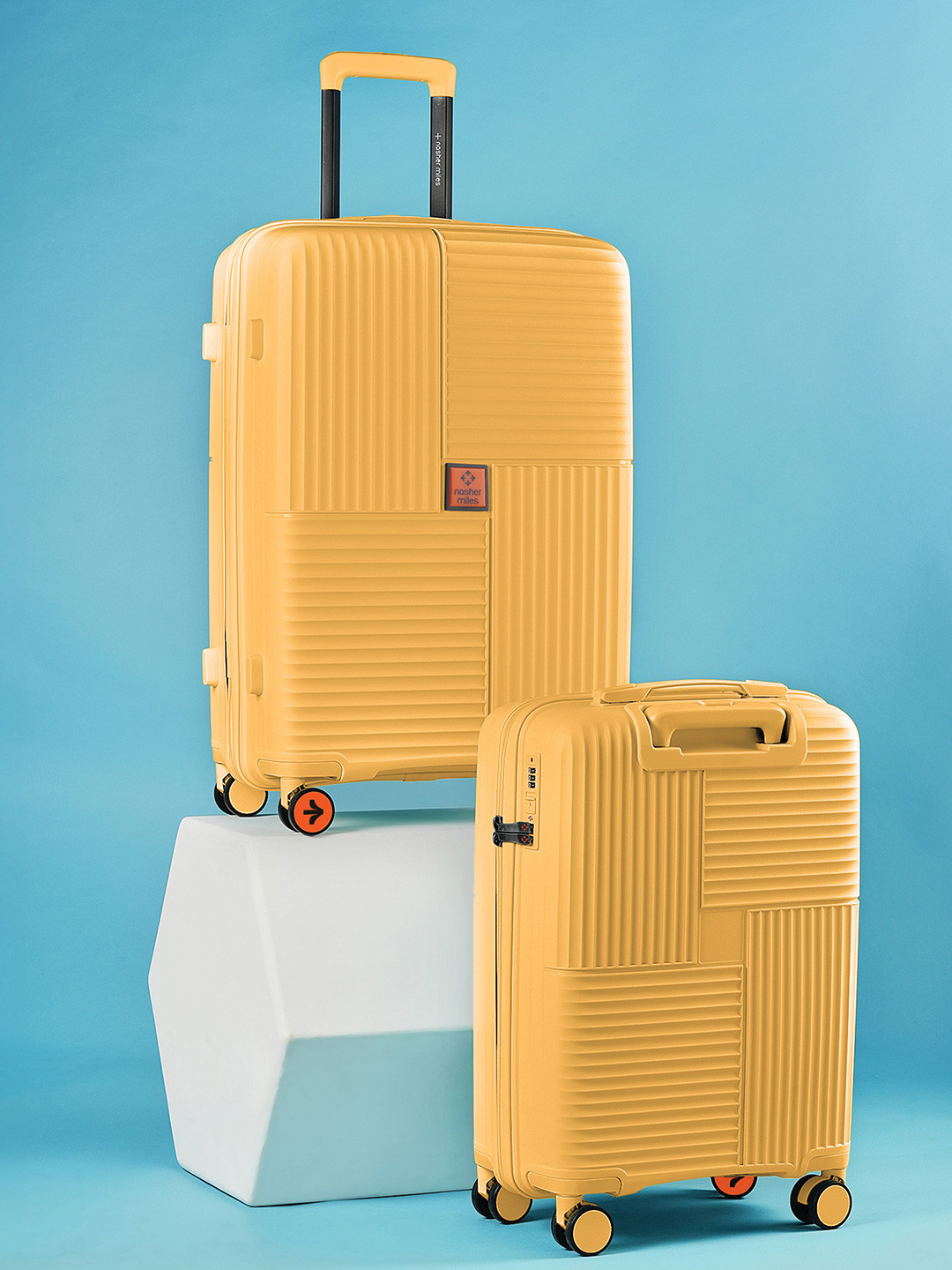 Nasher Miles Singapore Hard-Sided Polypropylene Set of 2 S/M Yellow Trolley Bags 55-65cm