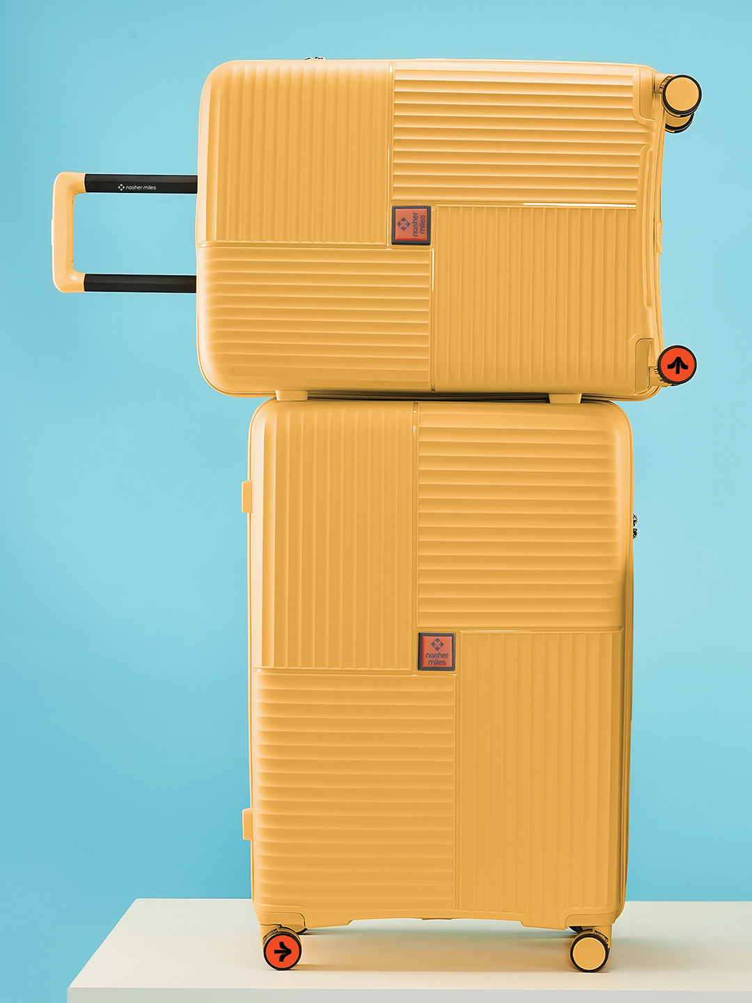 Nasher Miles Singapore Hard-Sided Polypropylene Set of 2 M/L Yellow Trolley Bags 65-75cm