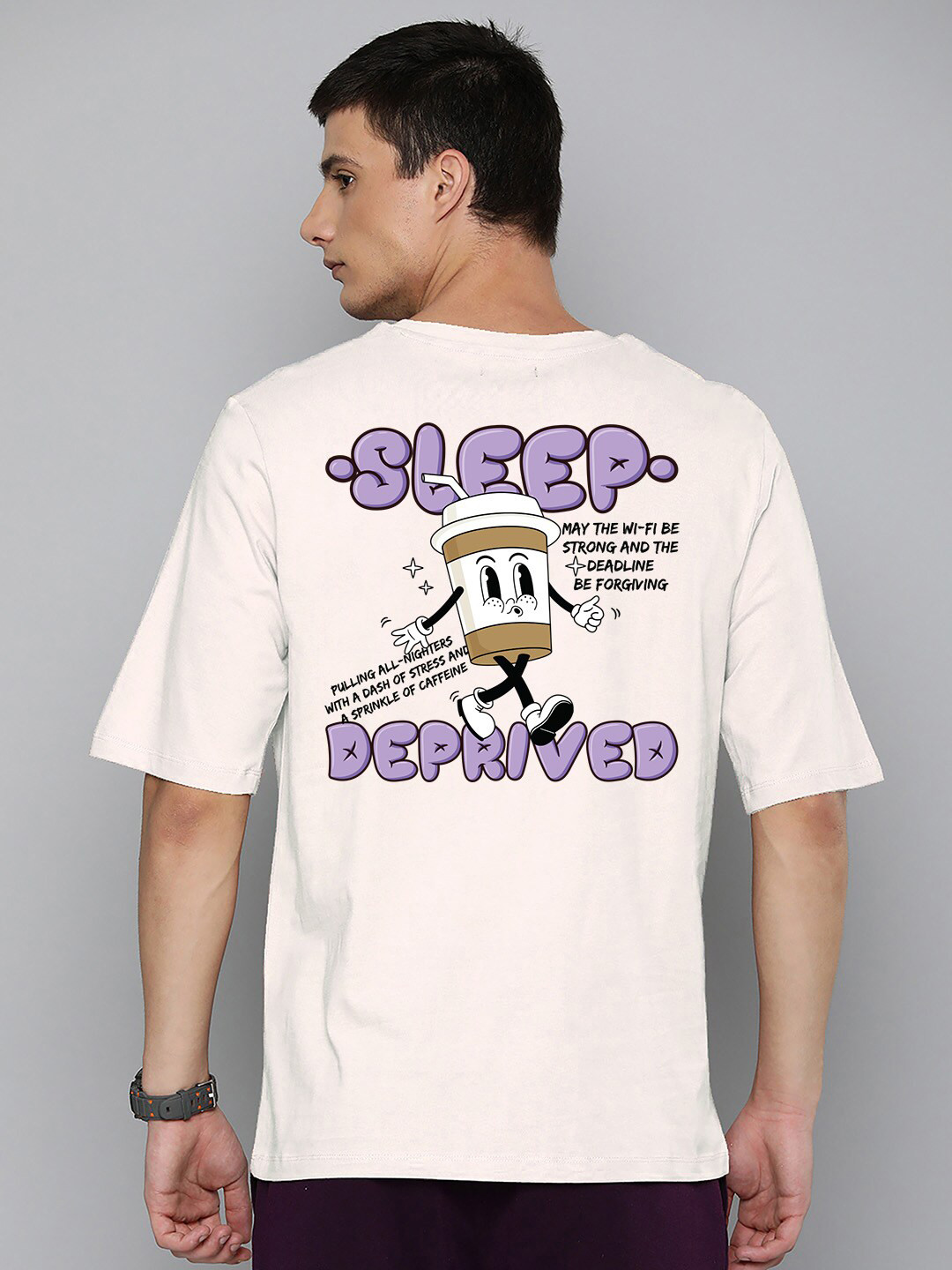 Harvard Off White Typography Printed Cotton Oversized T-shirt