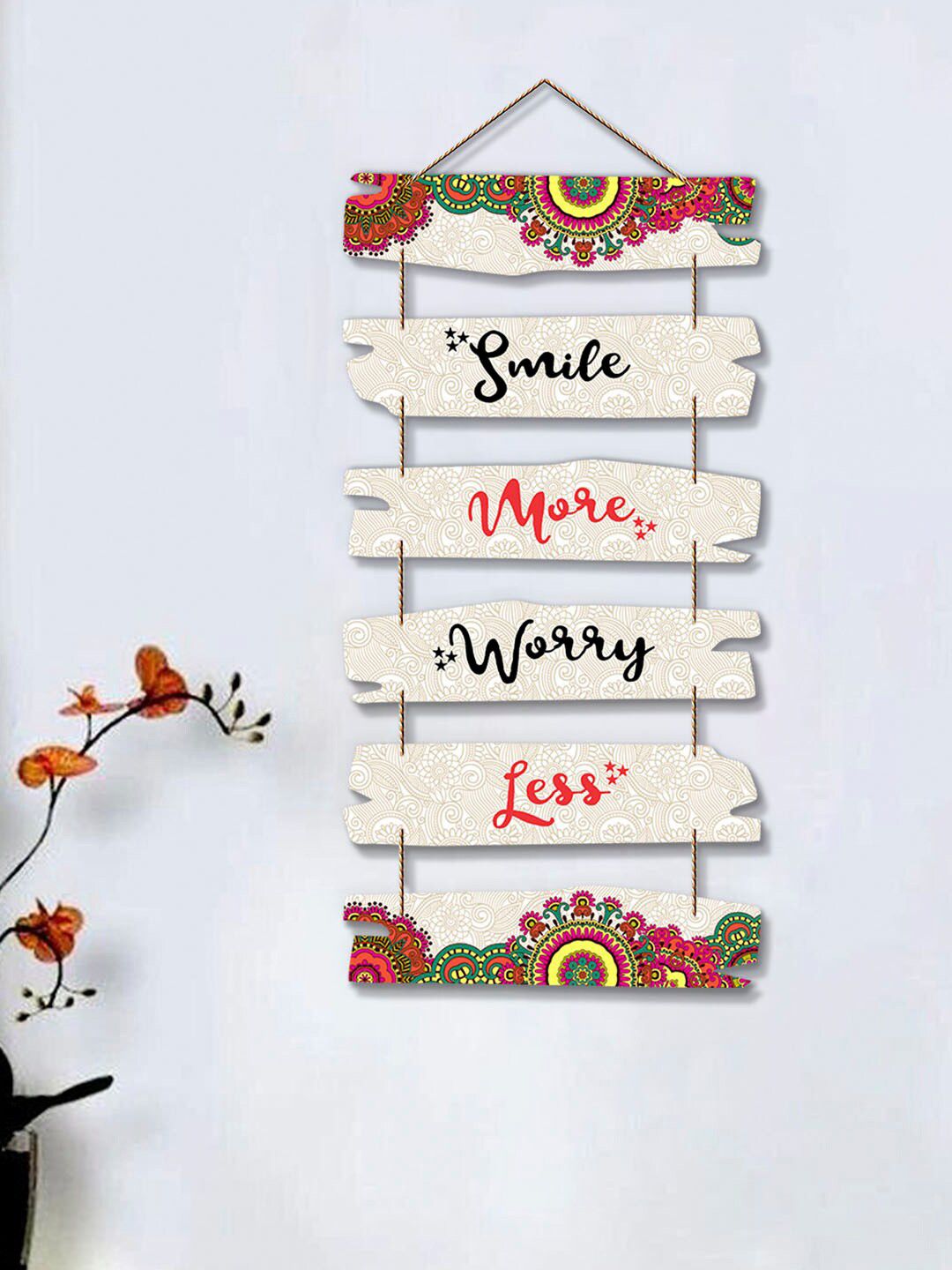 ArtVibes Positive Quote Wood Ethnic Motifs Matte Hanging Hall Wall Hangings-31In