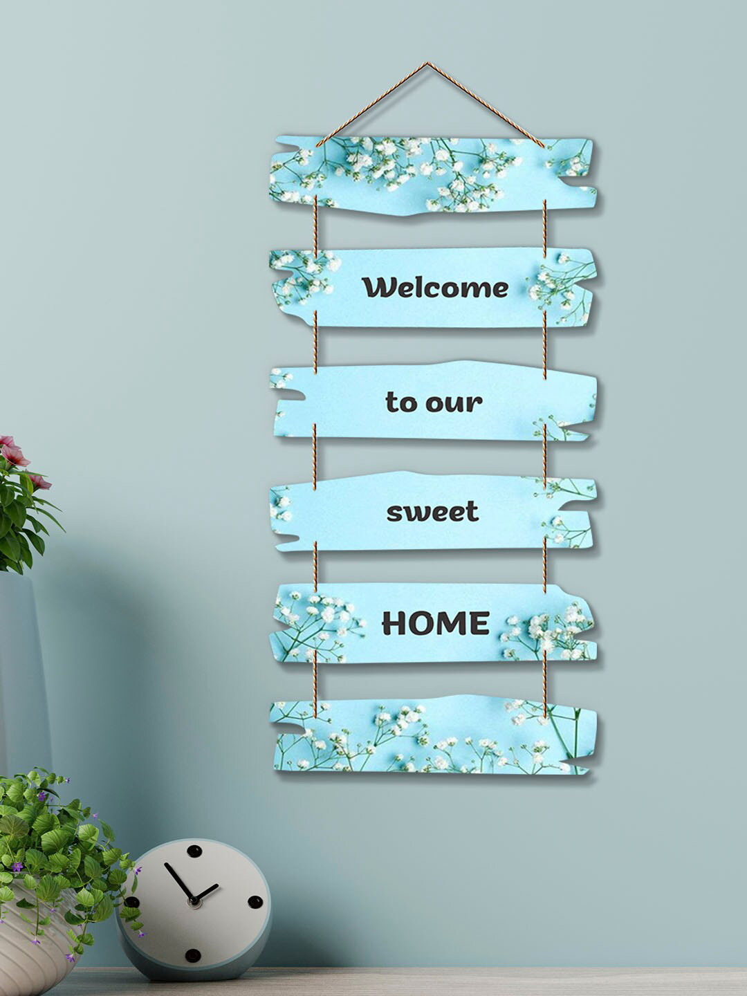 ArtVibes Positive Quote Wood Floral Matte Hanging Hall Wall Hangings-31In