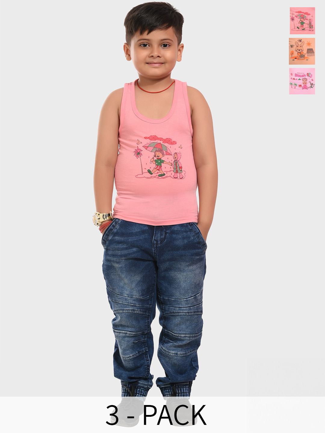 BAESD Infant Boys Pack Of 3 Printed Cotton Innerwear Vests 3SET-COMBO 003_(0-6M)