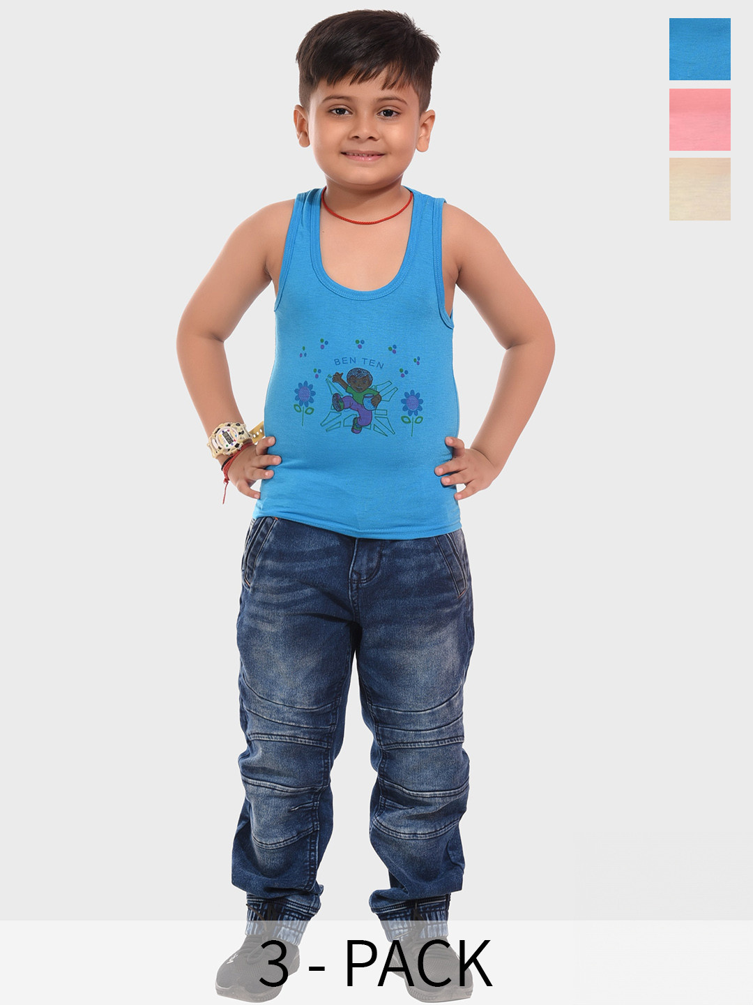 BAESD Boys Pack Of 3 Printed Cotton Innerwear Vests 3SET-COMBO 008_(0-6M)