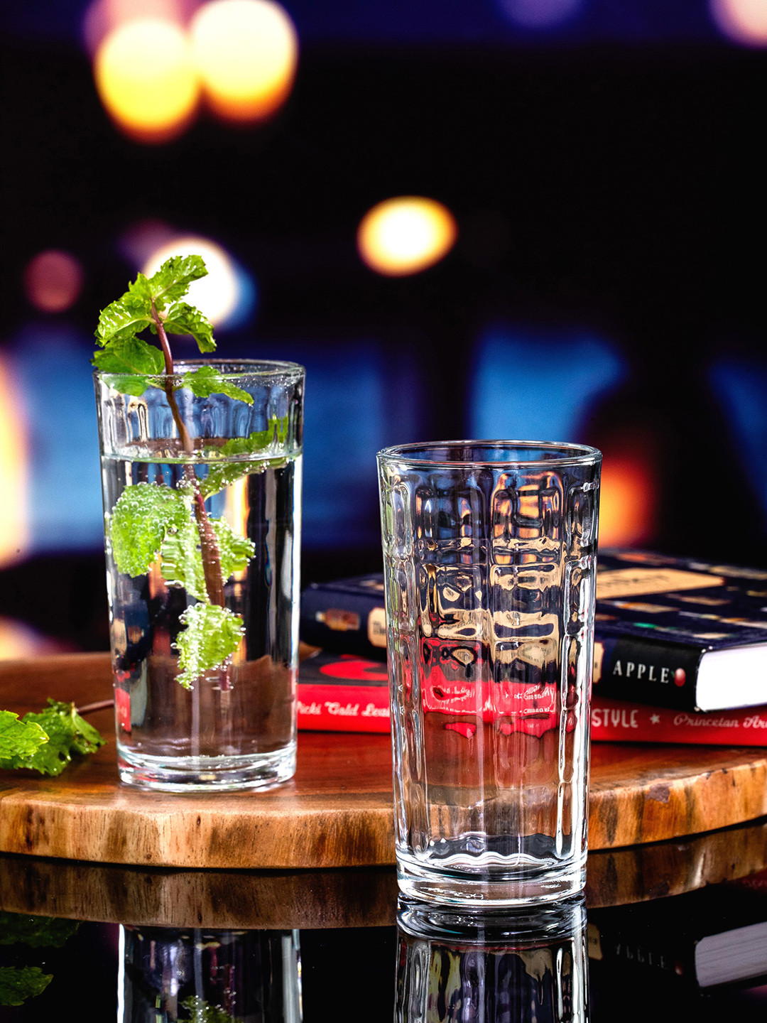 Roxx 6 Pieces Transparent Cubic Glass Tumbler - 250ml Each