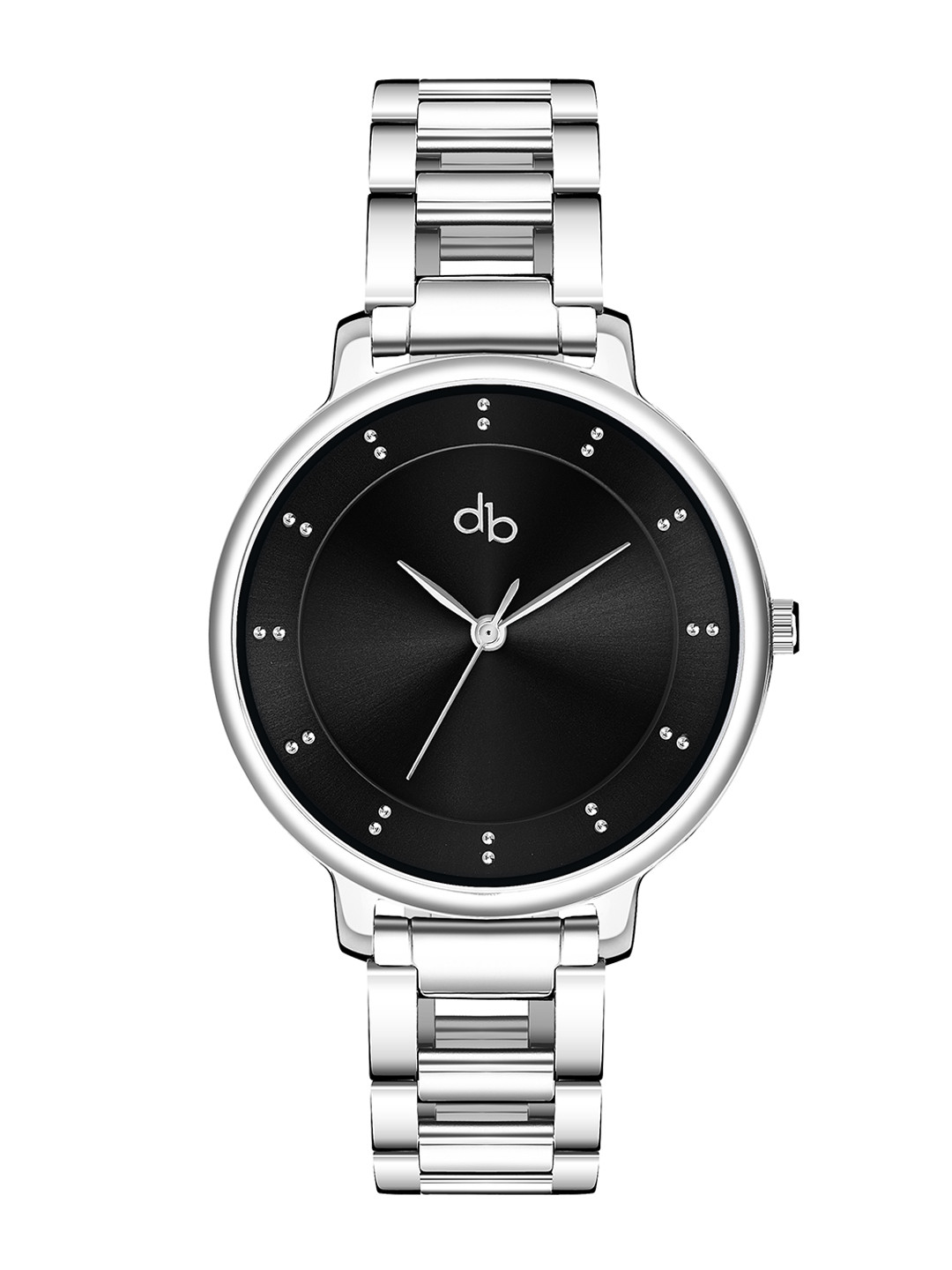 DressBerry Women Black Embellished Dial Stainless Steel Straps Analogue Watch-DB-007-Black