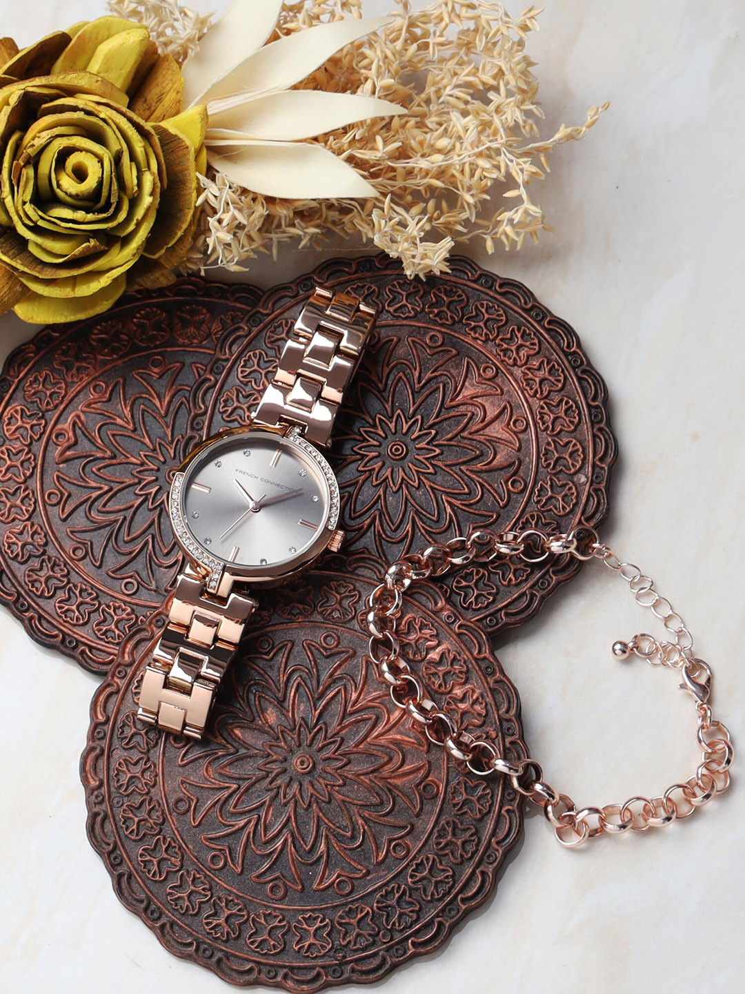 French Connection Women Rose Gold Watch Gift Set