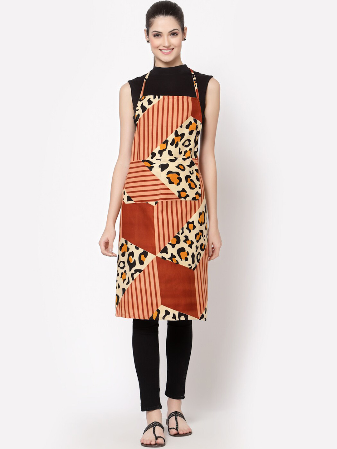 Arrabi Brown & Beige Animal Printed Apron
