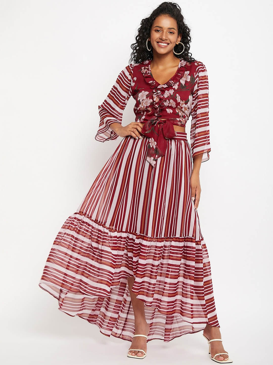 Bitterlime Striped Top With Skirts