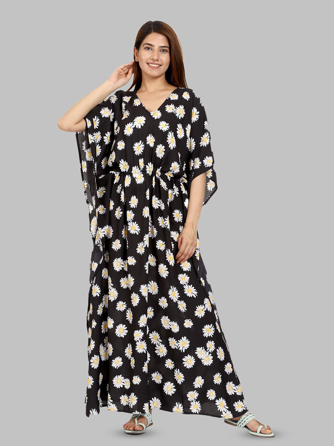 CRAFTBAZAR Black Print Maternity Maxi Dress