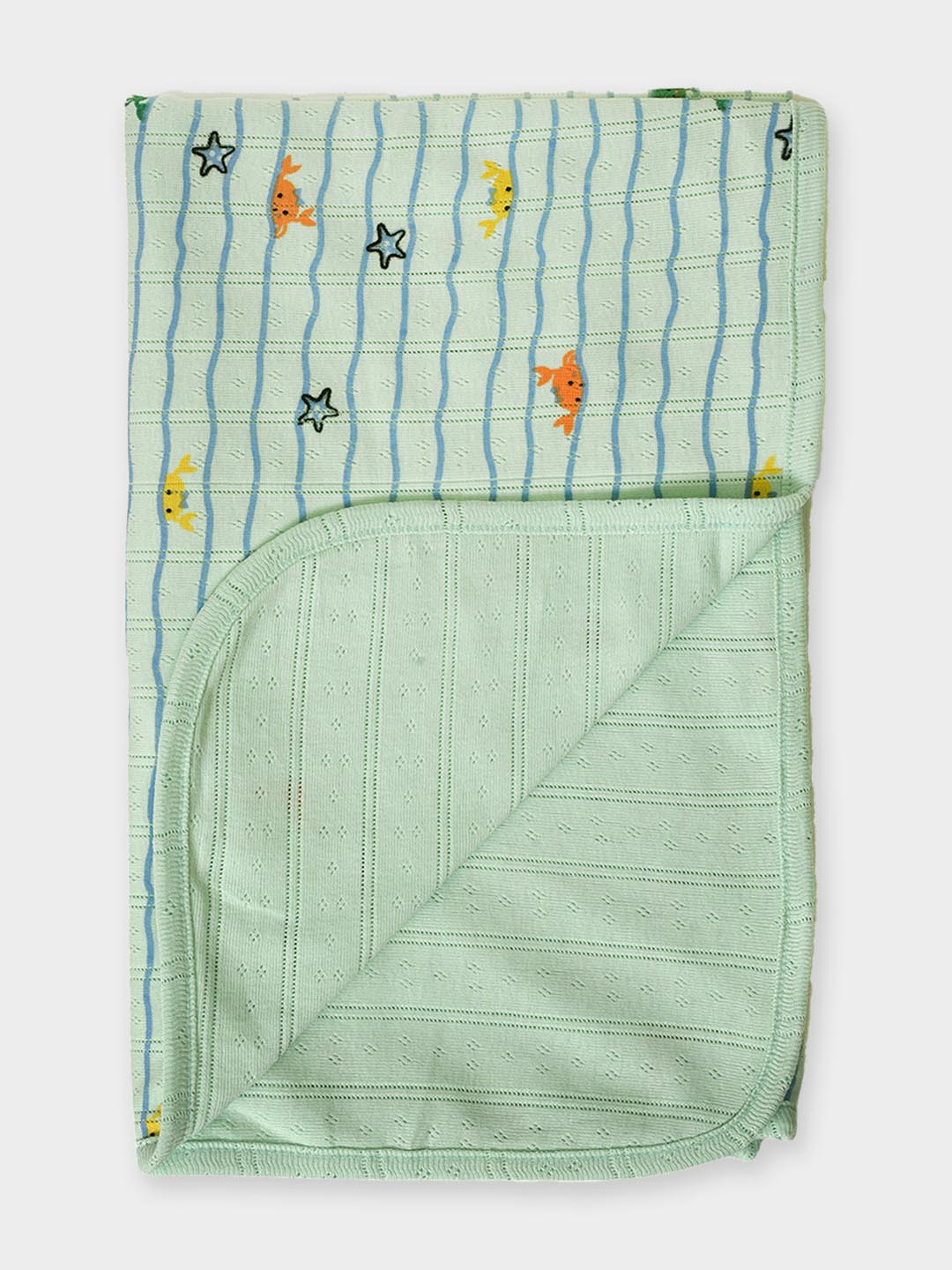 MiArcus Premium 100% Cotton Printed Ultra-Soft Dual-Layer Blanket, 90x70 cm - Green