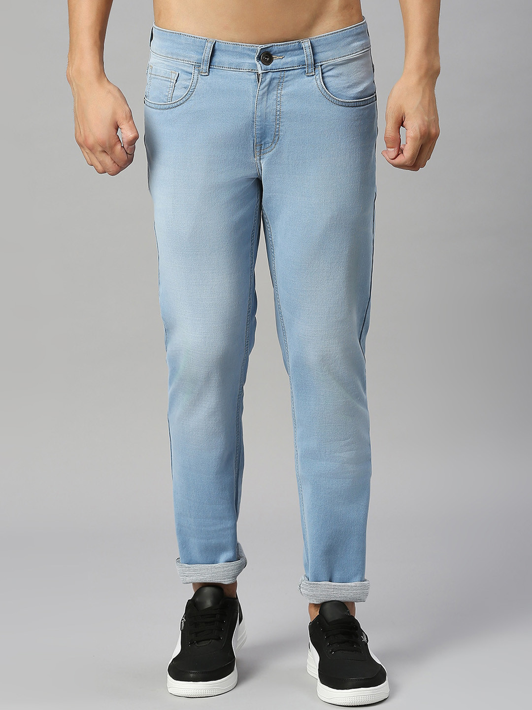 Harvard Blue Men Slim Fit Low-Rise Clean Look Light Fade Stretchable Jeans