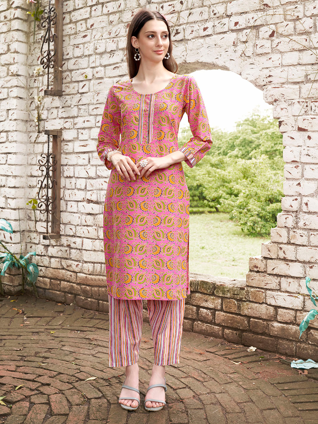 Anouk Pure Cotton Digital Print Tunic With Trousers Co-Ords