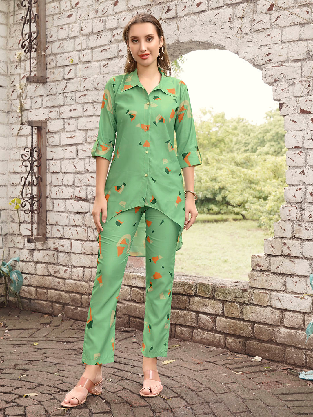 Anouk Collar Neck Printed Top With Pants Co-Ords