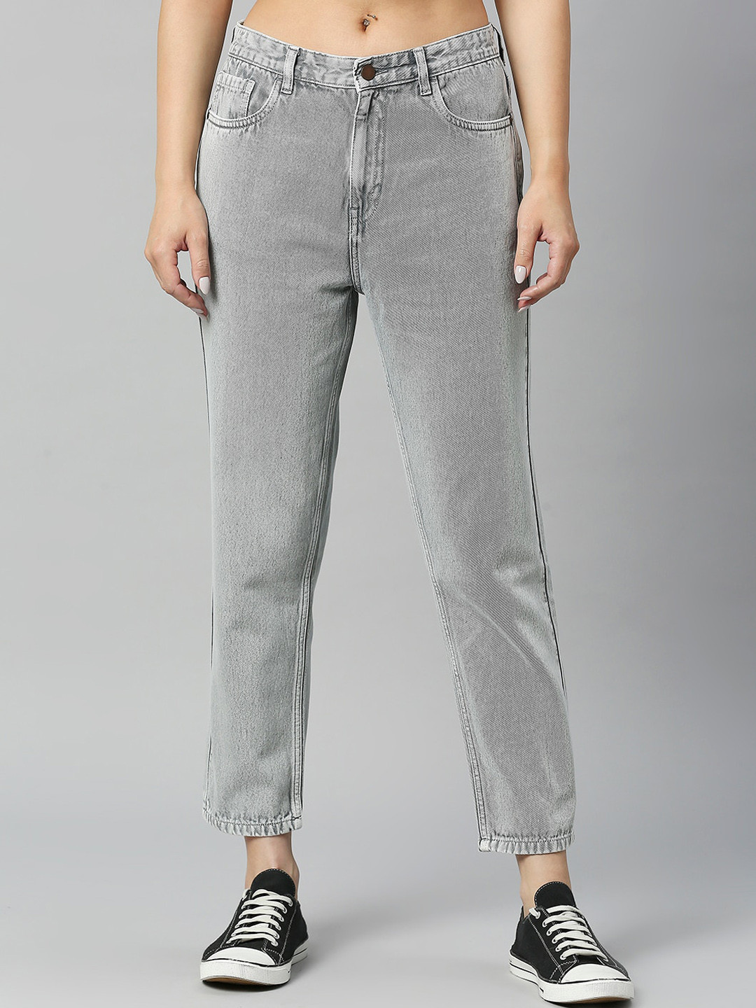 all about you Women Mom Fit High-Rise Clean Look Pure Cotton Jeans