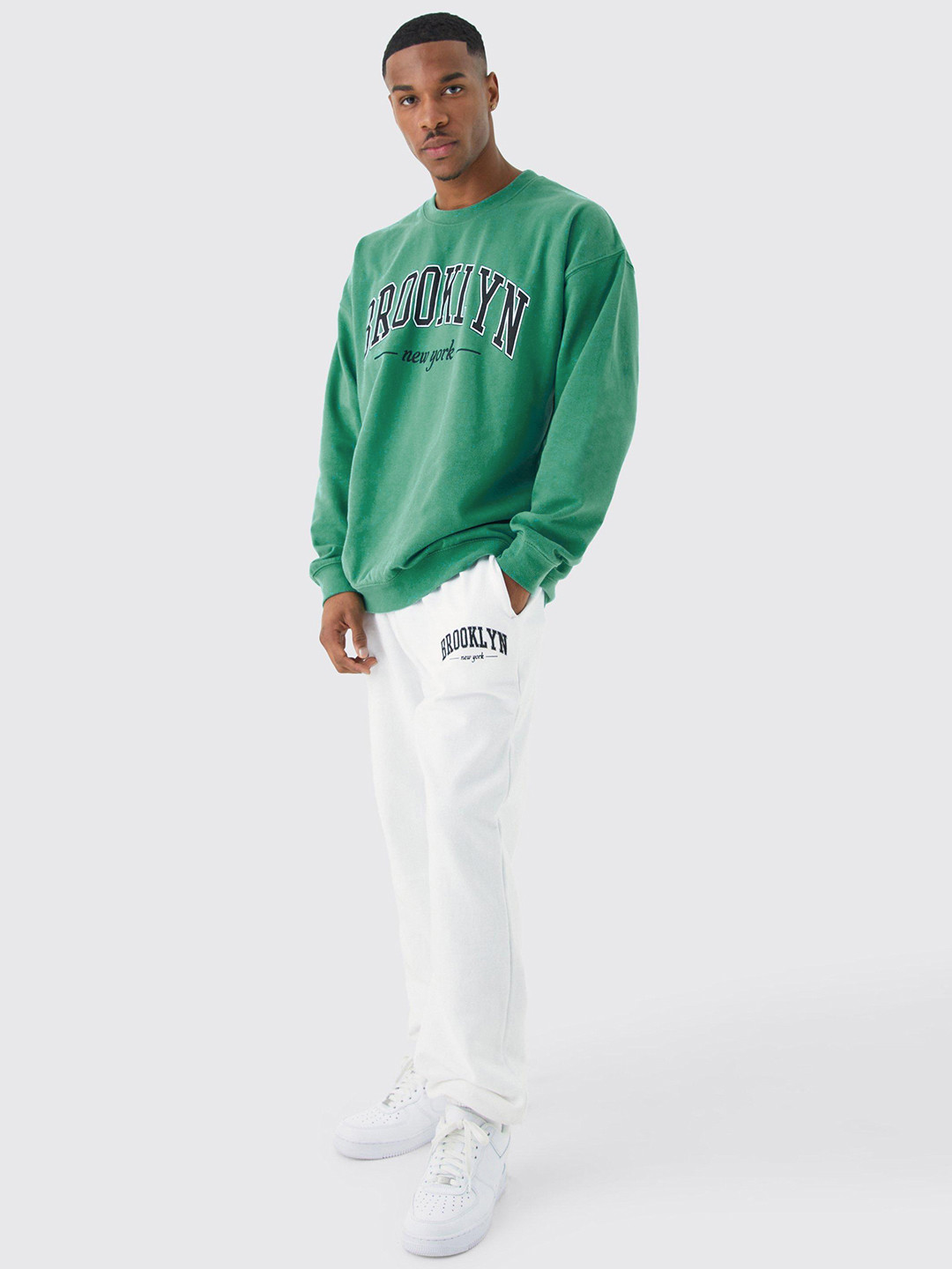 boohooMAN Typography Printed Oversized Tracksuit